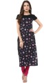 Black Crepe Printed Kurta, Occasion : Casual