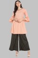 Crepe Foil Print A-Line Kurta With Palazzo