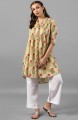 Multicolor Cotton Floral Print A-Line Kurta