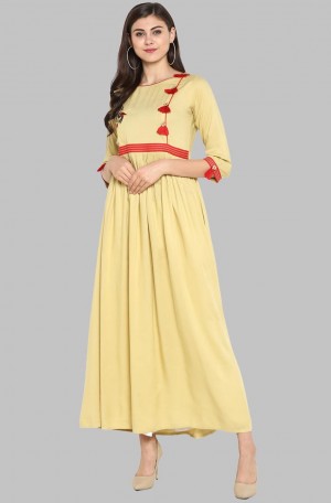 Party Wear A-Line Embroidered Rayon Kurti