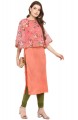 Pink Poly Silk Floral Print Straight Kurta