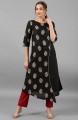 Poly Silk Foil Print A-Line Kurta