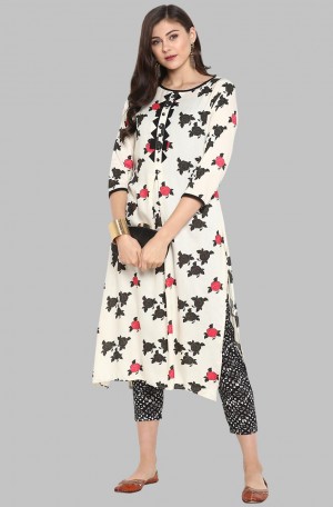 Rayon Floral Print Straight Kurta With Narrow Pant at Best Price in ...