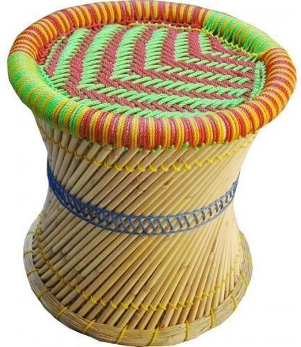 Polished Colored Bamboo Mudda Stool, for Home, Office, Style : Non Folding