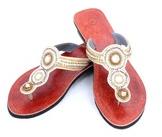 RAJASTHANI HANDLOOMS Rubber WOMEN LEATHER MOROCCAN SANDAL, for Indoor, Style : Flip Flops