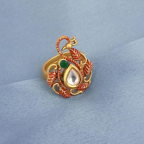 1504731C Tip Top Fashions AD Kundan Adjustable Copper Ring
