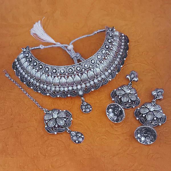 Tip Top Fashions Austrian Stone Oxidised Choker Necklace Set