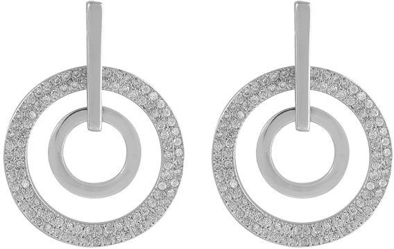 RHODIUM-PLATED TWO-CIRCLE EARRINGS FOR WOMEN