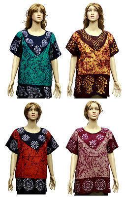 Cotton Casual Women\'s Batik Block Printed Short Kurti