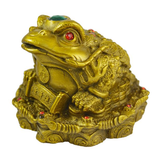 Gold Chan Chu Three Legged Feng Shui Money Frog Toad Statue