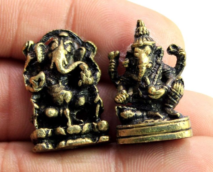 Indian Lot God Ganesha Miniature Brass Sculpture Statues