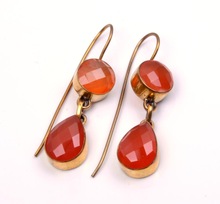 Gold plated red onyx dangle earrings, Occasion : Anniversary, Engagement, Gift, Party, Wedding