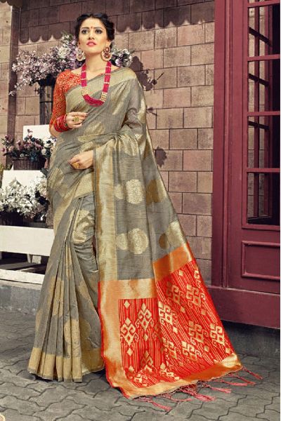 Printed Linen Silk Saree, Occasion : Casual Wear