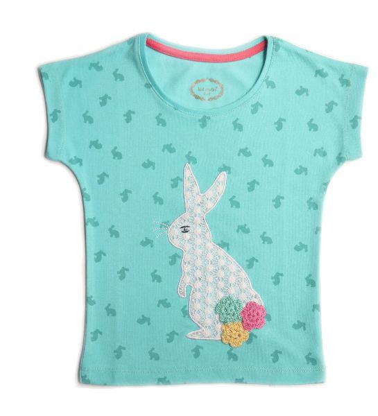 GIRL LIGHT BLUE TOP WITH RABBIT LACE