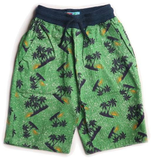 GREEN WOVEN PRINTED SHORTS