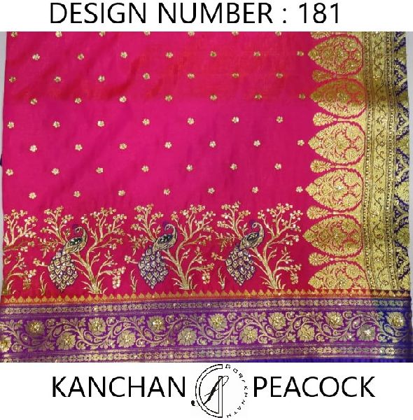 Kanchan Peacock Nylon Silk Saree, Technics : Embroidery Work