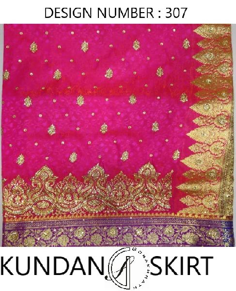 Kundan Skirt Nylon Silk Saree, Occasion : Casual Wear, Festival Wear, Party Wear