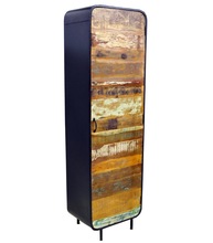 Antique Vintage Reclaimed Wood Iron Rustic Single Door Cabinet