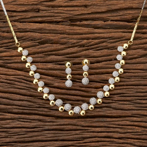 CZ Delicate Necklace With 2 Tone Plating