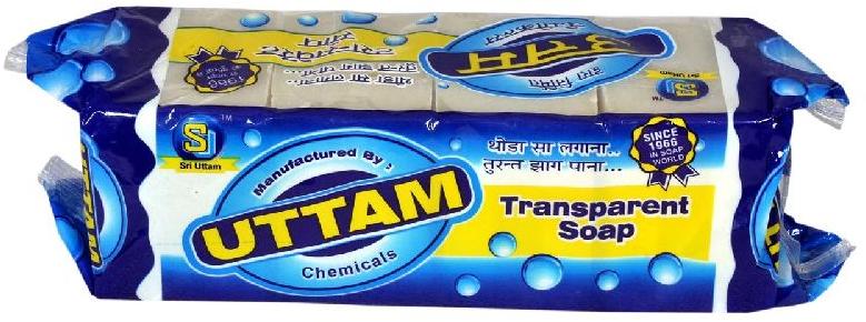 Rectangular Uttam Transparent Soap, for Washing Cloth, Feature : Remove Hard Stains, Skin Friendly