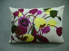 FLOWER EMBROIDERY PILLOW COVER