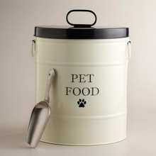 DECORHAAT Metal Galvanize Pet Food Canister, Size : Dia 12