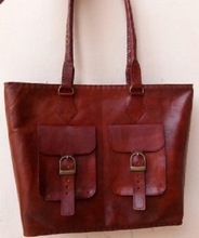 Handmade leather shoulder tote bag, Gender : Women