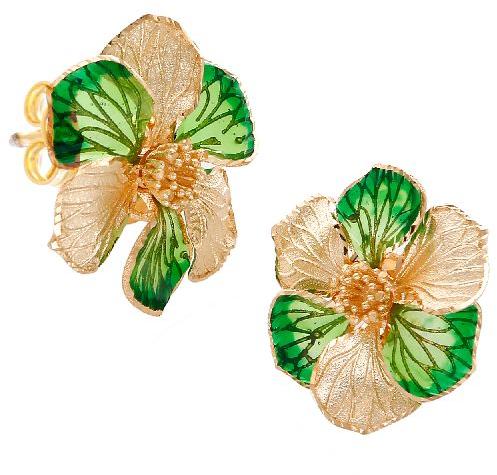 Gold Earrings with colored enamel