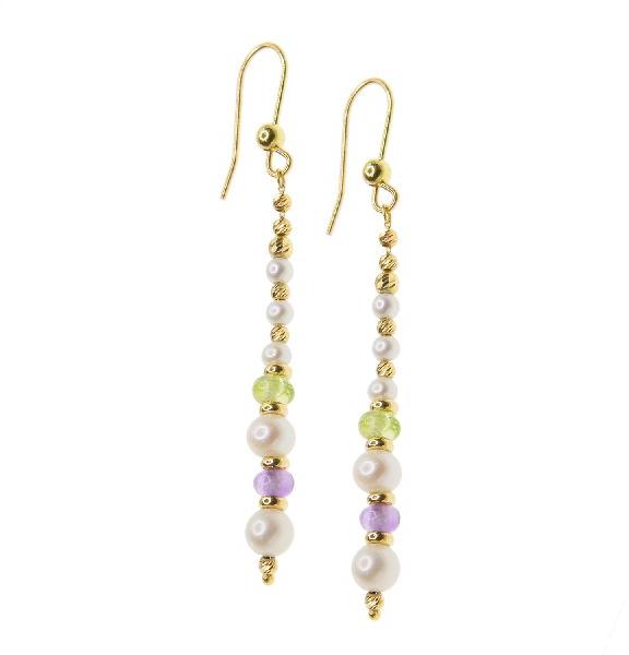 Gold Earrings with the freshwater pearl