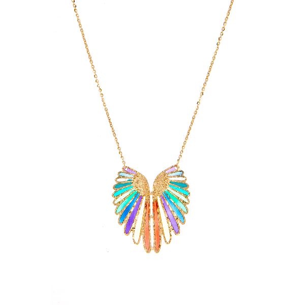 gold trendy Necklace with Enamel finish