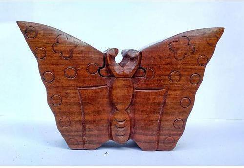 Wooden Butterfly Shaped Puzzle Box