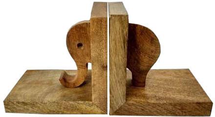 Polished Wooden Elephant Shaped Bookend, Size : Standard