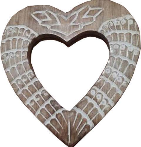 Wooden Heart Shaped Mirror Frame