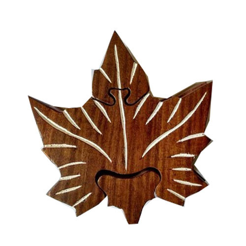 Wooden Leaf Shaped Puzzle Box