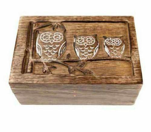 Wooden Rectangle Owl Box, Color : Brown