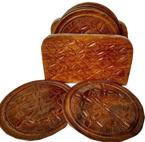 Wooden Round Coaster Set