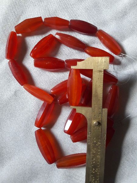 Red agate faceted sylinder shape