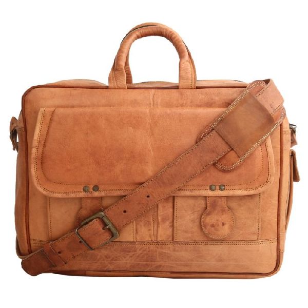 Brown Leather Messenger Bag, for Office, Travel, Gender : Male