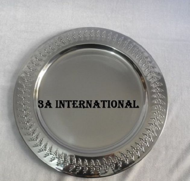 3A INTERNATIONAL silver brass charger plates, Size : Customized Accepted