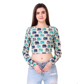 100% Cotton knitted ladies top, Technics : Printed