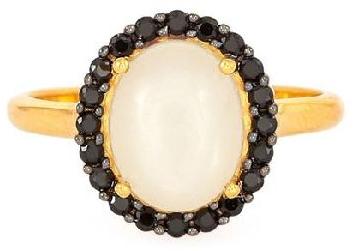 White Moonstone Gold Plated Sterling Silver Ring
