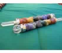 7 CHAKRA BONDED TWISTED HEALING STICK, Size : 6-7 Inches Long