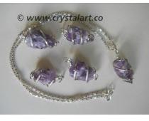 AMETHYST AGATE WIRE WRAPPED NATURAL PENDANT, Size : 25-35 mm