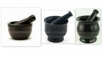 Black Agate Mortar & Pestle Set, Size : (6.5×4 Inches)