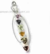 CHAKRA FACETED GEMSTONE 925 SILVER PENDANT