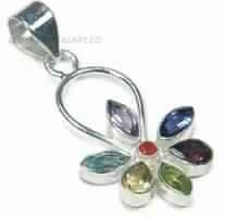 CHAKRA FACETED GEMSTONE SILVER 925 PENDANT