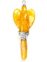 CITRINE CARVED METAL PENDANT ANGEL, Size : (L: 50-60 MM)