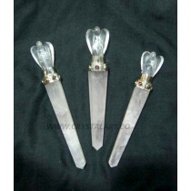 CRYSTAL QUARTZ ANGEL HEALING STICK, Size : 6-7 Inch