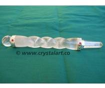 CRYSTAL QUARTZ TWISTED SPIRAL HEALING FACETED WAND