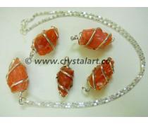 RED CARNELIAN WIRE WRAPPED NATURAL PENDANT